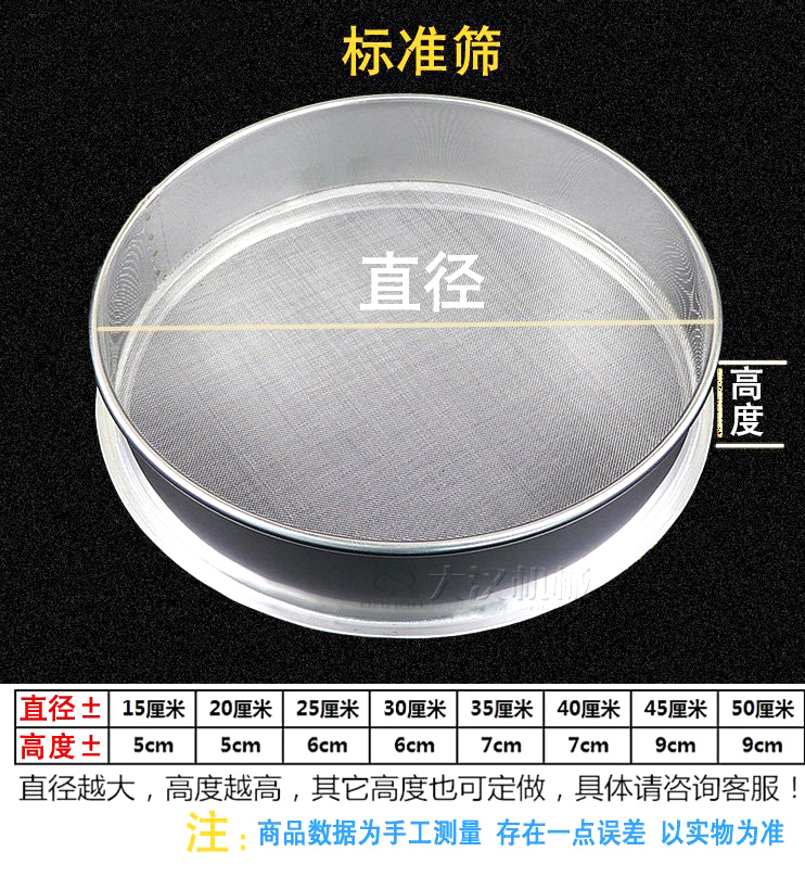 标准筛主要用于物质颗粒的粒度分级、检测